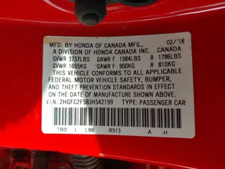 2018 Honda Civic LX with VIN 2HGFC2F58JH542199, listed as a IAAI auction lot 41707383 with 80,698 mi miles and . Bid and sale history available at carsss.com. Image 9.