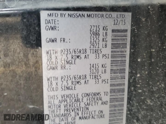 2016 Nissan Pathfinder SL with VIN 5N1AR2MM4GC612435, listed as a Copart auction lot 55487345 with 161,421 mi miles and Salvage title. Bid and sale history available at DreamBid. Image 13.