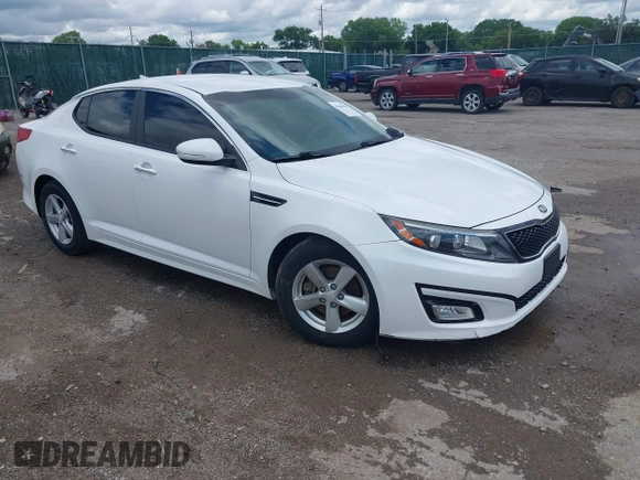 2015 Kia Optima LX with VIN KNAGM4A74F5653459, listed as a IAAI auction lot 42443188 with 109,129 mi miles and . Bid and sale history available at DreamBid. Image 1.