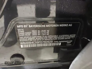 2015 BMW 6 Series 650i xDrive with VIN WBA6B4C59FD760929, listed as a IAAI auction lot 41397531 with Not Provided miles and . Bid and sale history available at carsss.com. Image 9.