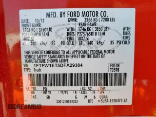 2013 Ford F-150 XL with VIN 1FTFW1ET5DFA29384, listed as a Copart auction lot 51109705 with 77,528 mi miles and Salvage Title. Bid and sale history available at carsss.com. Image 13.