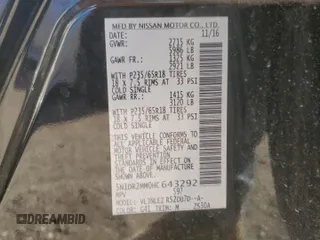 2017 Nissan Pathfinder SV with VIN 5N1DR2MM0HC643292, listed as a Copart auction lot 49462315 with 100,389 mi miles and Clean Title. Bid and sale history available at carsss.com. Image 13.