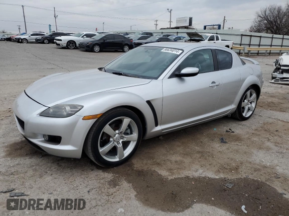 2004 Mazda RX-8 with VIN JM1FE17N540130784, listed as a Copart auction lot 86634014 with 122,828 mi miles and Clean Title. Bid and sale history available at carsss.com. Image 1.