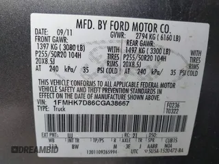 2012 Ford Explorer XLT with VIN 1FMHK7D86CGA38667, listed as a IAAI auction lot 41907534 with 325,802 mi miles and . Bid and sale history available at DreamBid. Image 9.