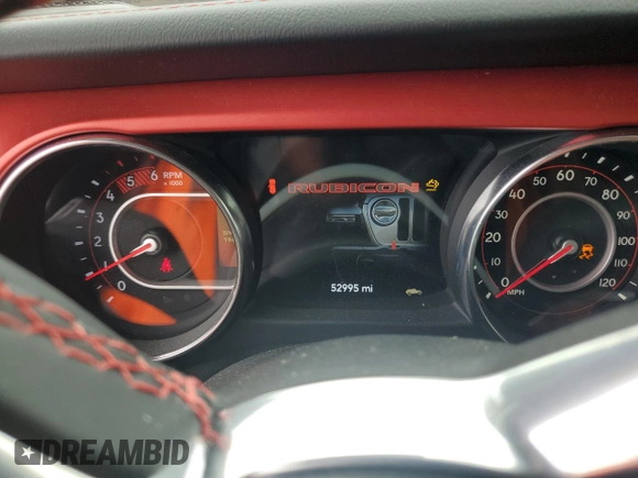 2021 Jeep Wrangler Unlimited Rubicon with VIN 1C4JJXFM4MW617635, listed as a Copart auction lot 58956205 with 52,995 mi miles and Salvage title. Bid and sale history available at DreamBid. Image 9.