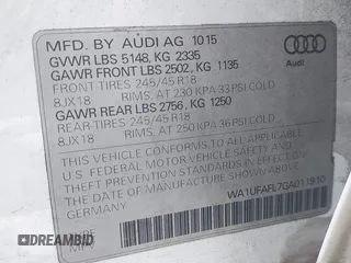 2016 Audi allroad Premium Plus with VIN WA1UFAFL7GA011910, listed as a IAAI auction lot 42024761 with 100,650 mi miles. Bid and sale history available at carsss.com. Image 9.