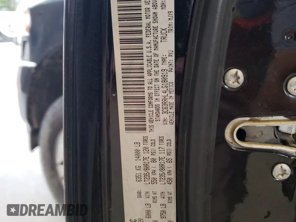 2020 Ram 3500 Big Horn with VIN 3C63RRHL4LG180919, listed as a Copart auction lot 66723874 with 67,590 mi miles and Salvage Title. Bid and sale history available at carsss.com. Image 12.