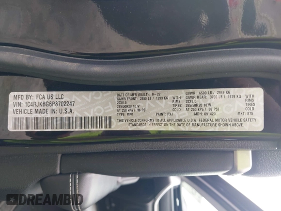 2023 Jeep Grand Cherokee Limited с VIN 1C4RJKBG6P8702247, выставлен на аукционе IAAI как лот 42206656 с пробегом 28 516 миль миль и . История ставок и продаж доступна на DreamBid. Изображение 9.