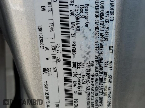 2012 Ford Focus SE with VIN 1FAHP3K21CL146706, listed as a Copart auction lot 55262285 with 137,625 mi miles and Salvage Title. Bid and sale history available at carsss.com. Image 12.