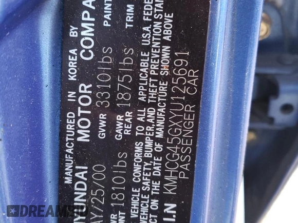 2000 Hyundai Accent z VIN KMHCG45GXYU125691, wystawiony jako Copart lot #87253294 z przebiegiem 91 062 mil mil oraz Szkoda całkowita • Salvage title. Historia ofert i sprzedaży dostępna na DreamBid. Obrazek 12.