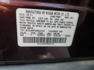 2012 Infiniti EX Journey with VIN JN1AJ0HPXCM400733, listed as a Copart auction lot 59629905 with 171,470 mi miles and Salvage title. Bid and sale history available at DreamBid. Image 13.