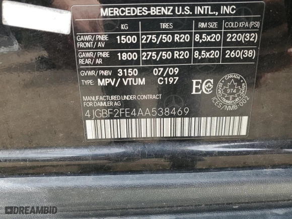 2010 Mercedes-Benz GL-Class GL 350 BlueTEC with VIN 4JGBF2FE4AA538469, listed as a Copart auction lot 75174524 with 257,044 mi miles and Clean Title. Bid and sale history available at carsss.com. Image 13.