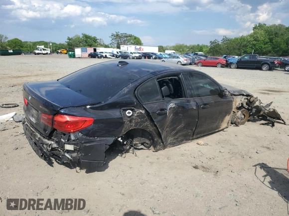 2020 BMW 5 Series M550i xDrive with VIN WBAJS7C03LCD00279, listed as a Copart auction lot 55698035 with 76,057 mi miles and Clean title. Bid and sale history available at DreamBid. Image 3.