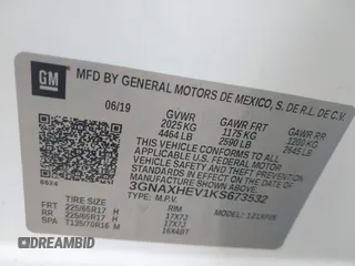 2019 Chevrolet Equinox LS z VIN 3GNAXHEV1KS673532, wystawiony jako IAAI lot #41979930 z przebiegiem 56 978 mil mil oraz . Historia ofert i sprzedaży dostępna na DreamBid. Obrazek 9.
