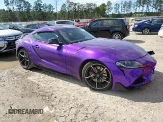 2022 Toyota GR Supra 3.0 with VIN WZ1DB0C02NW050038, listed as a Copart auction lot 47688985 with 0 mi miles and Salvage Title. Bid and sale history available at carsss.com. Image 4.