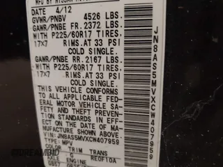 2012 Nissan Rogue S with VIN JN8AS5MVXCW407959, listed as a IAAI auction lot 42748633 with 133,068 mi miles and . Bid and sale history available at DreamBid. Image 9.