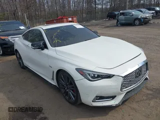 2017 Infiniti Q60 Red Sport 400 with VIN JN1FV7EK6HM610863, listed as a IAAI auction lot 40101142 with 52,406 mi miles and . Bid and sale history available at carsss.com. Image 1.