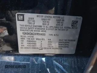 2015 Chevrolet Tahoe LTZ z VIN 1GNSKCKC3FR584689, wystawiony jako IAAI lot #41505580 z przebiegiem 37 012 mil mil oraz . Historia ofert i sprzedaży dostępna na DreamBid. Obrazek 9.