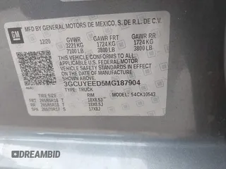 2021 Chevrolet Silverado 1500 RST z VIN 3GCUYEED5MG187904, wystawiony jako IAAI lot #41891792 z przebiegiem 73 115 mil mil oraz . Historia ofert i sprzedaży dostępna na DreamBid. Obrazek 9.