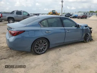 2021 Infiniti Q50 Red Sport 400 with VIN JN1FV7DPXMM850473, listed as a Copart auction lot 67663204 with 63,692 mi miles and Salvage Title. Bid and sale history available at DreamBid. Image 3.