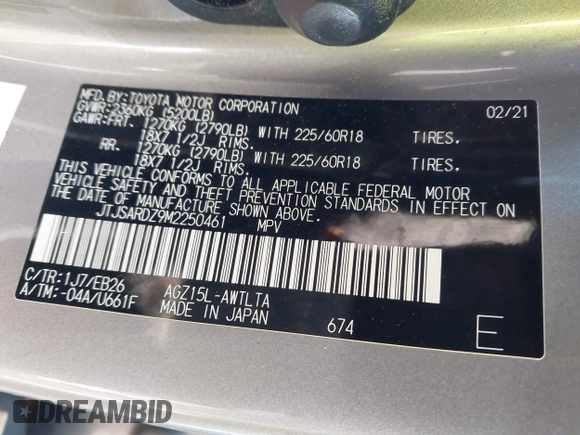 2021 Lexus NX with VIN JTJSARDZ9M2250461, listed as a IAAI auction lot 41315467 with 72,578 mi miles. Bid and sale history available at carsss.com. Image 9.