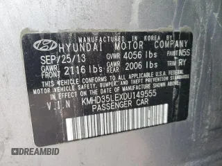 2013 Hyundai Elantra GT with VIN KMHD35LEXDU149555, listed as a Copart auction lot 75856704 with 141,686 mi miles and Salvage Title. Bid and sale history available at carsss.com. Image 12.