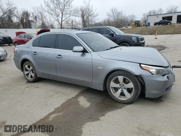 2007 BMW 5 Series 530xi with VIN WBANF73567CU26463, listed as a Copart auction lot 47670845 with 168,965 mi miles and Salvage Title. Bid and sale history available at carsss.com. Image 4.