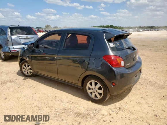 2014 Mitsubishi Mirage DE with VIN ML32A3HJ3EH002325, listed as a Copart auction lot 59822705 with 82,804 mi miles and Salvage title. Bid and sale history available at DreamBid. Image 2.