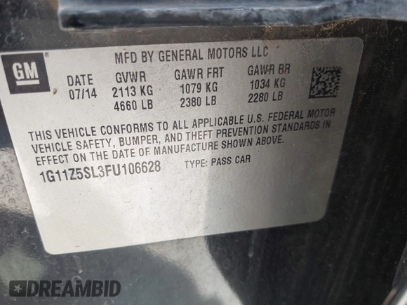 2015 Chevrolet Impala LS с VIN 1G11Z5SL3FU106628, выставлен на аукционе IAAI как лот 42714802 с пробегом 100 837 миль миль и . История ставок и продаж доступна на DreamBid. Изображение 9.