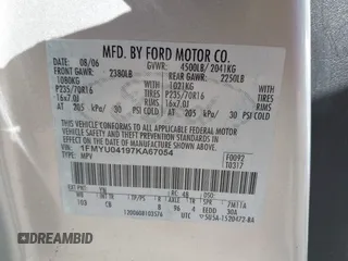 2007 Ford Escape Limited with VIN 1FMYU04197KA67054, listed as a IAAI auction lot 41665928 with 196,706 mi miles and . Bid and sale history available at DreamBid. Image 9.
