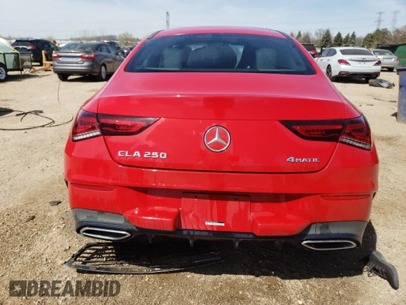 2020 Mercedes-Benz CLA 250 with VIN WDD5J4HB4LN034066, listed as a Copart auction lot 53181015 with 78,352 mi miles and Salvage title. Bid and sale history available at DreamBid. Image 6.