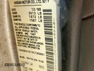 1999 Nissan Sentra XE с VIN 1N4AB41D7XC720661, выставлен на аукционе Copart как лот 64336985 с пробегом 69 999 миль миль и Чистый • Clean title. История ставок и продаж доступна на DreamBid. Изображение 12.