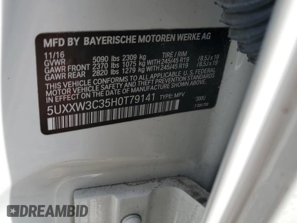 2017 BMW X4 xDrive28i with VIN 5UXXW3C35H0T79141, listed as a Copart auction lot 48418794 with 119,257 mi miles. Bid and sale history available at carsss.com. Image 14.