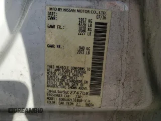 2016 Nissan Altima SR with VIN 1N4AL3AP9GC274708, listed as a Copart auction lot 49782105 with 179,125 mi miles and Salvage Title. Bid and sale history available at DreamBid. Image 13.