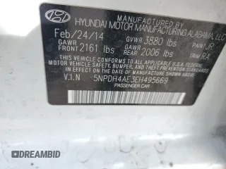 2014 Hyundai Elantra SE with VIN 5NPDH4AE3EH495669, listed as a Copart auction lot 50342015 with 110,326 mi miles and Salvage Title. Bid and sale history available at DreamBid. Image 12.