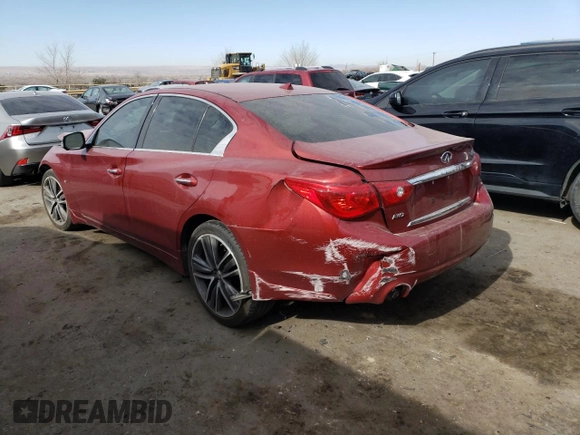 2015 Infiniti Q50 with VIN JN1BV7AR0FM393597, listed as a Copart auction lot 42804395 with 107,084 mi miles and Salvage Title. Bid and sale history available at carsss.com. Image 2.