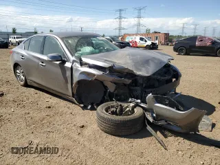 2014 Infiniti Q50 Premium with VIN JN1BV7AR8EM682225, listed as a Copart auction lot 56753125 with 121,000 mi miles and Salvage title. Bid and sale history available at DreamBid. Image 4.