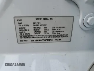 2022 Tesla Model Y Performance с VIN 7SAYGDEF4NF403784, выставлен на аукционе Copart как лот 53392595 с пробегом 51 023 миль миль и Списание • Salvage title. История ставок и продаж доступна на DreamBid. Изображение 14.