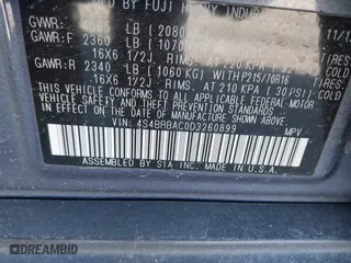2013 Subaru Outback 2.5i with VIN 4S4BRBAC0D3260899, listed as a IAAI auction lot 41675437 with 109,185 mi miles. Bid and sale history available at carsss.com. Image 9.