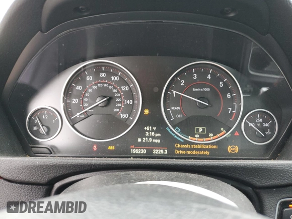 2014 BMW 3 Series 328i with VIN WBA3A5G53ENP31702, listed as a Copart auction lot 88897265 with 196,230 mi miles and Salvage Title. Bid and sale history available at DreamBid. Image 9.