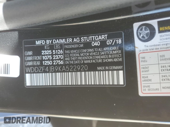 2019 Mercedes-Benz E 300 z VIN WDDZF4JB9KA522920, wystawiony jako Copart lot #50325815 z przebiegiem 73 000 mil mil oraz Szkoda całkowita • Salvage title. Historia ofert i sprzedaży dostępna na DreamBid. Obrazek 15.