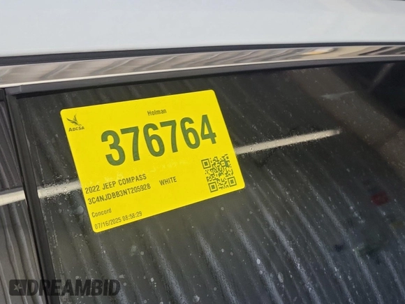 2022 Jeep Compass Latitude with VIN 3C4NJDBB3NT205928, listed as a IAAI auction lot 42832409 with 22,634 mi miles and . Bid and sale history available at DreamBid. Image 27.