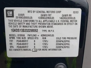 2003 GMC Envoy SLT z VIN 1GKDS13S232298062, wystawiony jako IAAI lot #41668380 z przebiegiem 195 045 mil mil oraz . Historia ofert i sprzedaży dostępna na DreamBid. Obrazek 9.