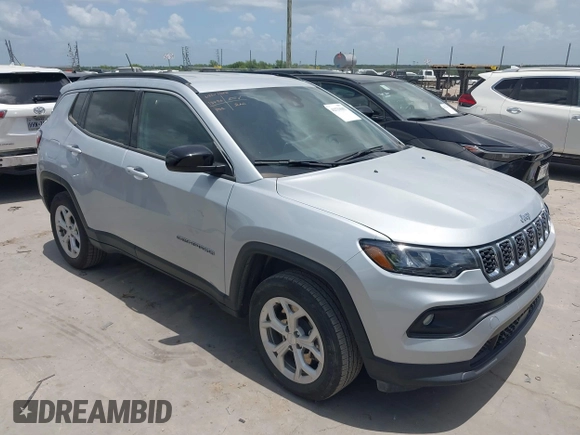 2024 Jeep Compass Latitude with VIN 3C4NJDBN8RT107008, listed as a IAAI auction lot 42521682 with 33,745 mi miles and . Bid and sale history available at DreamBid. Image 1.