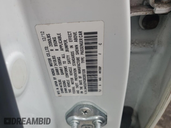 2013 Acura TSX with VIN JH4CU2F43DC007339, listed as a Copart auction lot 50895385 with 152,804 mi miles and Salvage Title. Bid and sale history available at carsss.com. Image 12.