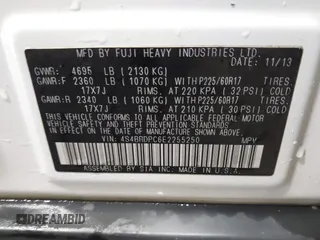 2014 Subaru Outback Limited with VIN 4S4BRDPC6E2255250, listed as a IAAI auction lot 42126023 with 106,388 mi miles and . Bid and sale history available at DreamBid. Image 9.