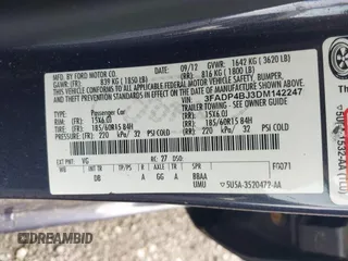 2013 Ford Fiesta SE z VIN 3FADP4BJ3DM142247, wystawiony jako IAAI lot #42337359 z przebiegiem 149 711 mil mil oraz . Historia ofert i sprzedaży dostępna na DreamBid. Obrazek 9.