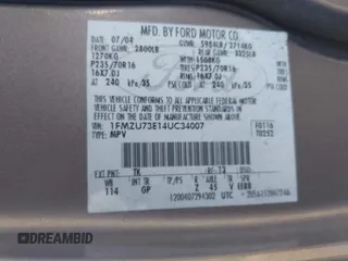 2004 Ford Explorer XLT с VIN 1FMZU73E14UC34007, выставлен на аукционе IAAI как лот 42536364 с пробегом 253 005 миль миль и . История ставок и продаж доступна на DreamBid. Изображение 9.