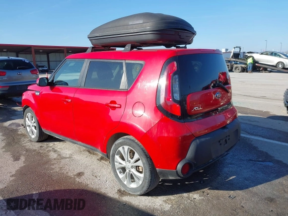2015 Kia Soul + with VIN KNDJP3A57F7765296, listed as a IAAI auction lot 41108547 with 72,771 mi miles. Bid and sale history available at carsss.com. Image 3.