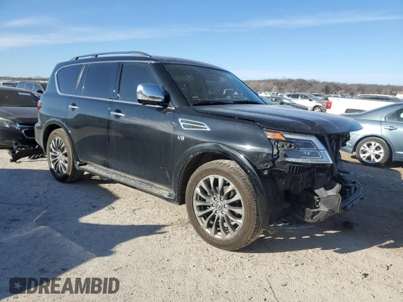 2021 Nissan Armada Platinum with VIN JN8AY2DB5M9795010, listed as a Copart auction lot 85246394 with 53,892 mi miles and Salvage Title. Bid and sale history available at carsss.com. Image 4.